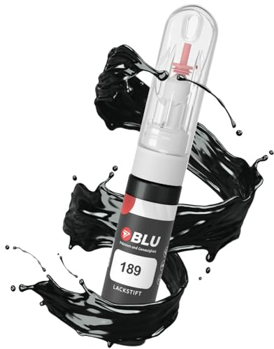BLU Lackstift Auto kompatibel für Mercedes 189 SCHWARZ SCHMARAGDSCHWARZ | Auto Lack Reparatur 2in1 Ausbesserungslack Pinsel + Nadel