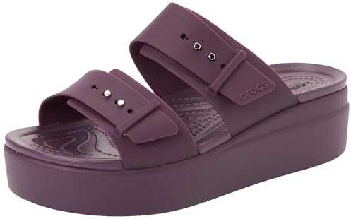 Crocs Brooklyn Buckle Low Wedge, Sandali Donna, Plush Plum, 37/38 EU