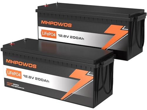 (2 Stück) 12,8V 200Ah LiFePO4 Lithium Batterie mit 2560Wh Energie Max, Grade A Zelle Eingebautes 100A BMS, 10 Jahre Lebensdauer 4000+ Zyklen, Perfekt für Haus RV Solar Off-Grid System Energie Backup