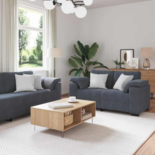 Xichuzi 3-TLG. Sofagarnitur mit Kissen Dunkelgrau Samt, Sofas & Couches, Sofa Wohnzimmer, Relaxsofa, Sofa Für Schlafzimmer - 3324668