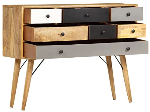 ULUYYUC Mobiletto per Cucina Mobiletti Cucina Mobiletto da Esterno Armadietto Salvaspazio - Credenza 110x30x82 cm in Legno Massello di Mango per Soggiorno Salotto Ufficio Camera Da Letto