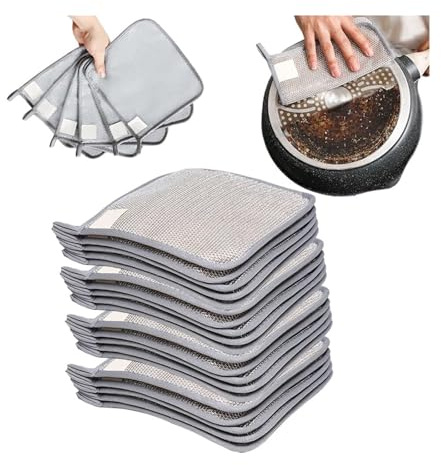 2025 - Estropajo doble de acero inoxidable, trapos multiusos para lavar platos para uso húmedo y seco, almohadillas antiarañazos para limpieza de cocina, paño de cocina reutilizable de alambre de