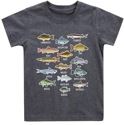 Toddler Boys Fish Graphic Shirts Baby Kids Summer T-Shirt Cute Fish Biologist Children Tees Tops Fisherman Gift 7 Years
