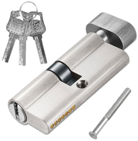 35T/35 Thumb Turn Euro Cylinder Lock (70mm), Euro Door Barrel Lock with 3 Keys, Anti-Drill and Anti-Pick Barrel Profile Lock for Wooden, UPVC and Composite Doors (B)