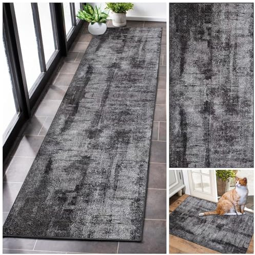 Teppich Läufer Flur Lang Küchenteppich Rutschfest Waschbar Bunter Modern Kücheläufer Teppichläufer Polyester Meterware Anpassbar Teppich für Bettvorleger Schlafzimmer Wäscherei Eingang 80 x 200 cm