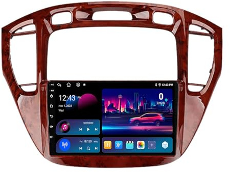 Estéreo de coche Android 14 doble DIN para Toyota Highlander 2000-2007, pantalla táctil IPS de 9 pulgadas, reproductor multimedia, CarPlay, Bluetooth, GPS, cámara de respaldo, RDS, SWC, 8 núcleos, 4+