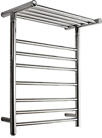 JKJZSALJ Scaldasalviette Elettrico Moderno A 7 Barre, Scaldasalviette da Parete con Ripiano Superiore, Radiatore per Bagno in Acciaio Inox 304 da 71 W, A Risparmio Energetico