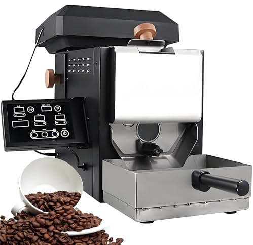 AUTUMFLATGAO Torréfacteur De Café 200 G, Torréfacteur à 3 Courbes De Cuisson, 2 Modes Manuel/Automatique, Machine à Torréfier Les Grains De Café avec Filtre à Fumée Et Conduits De Fumée