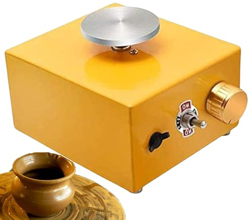 MYXJX tornio per Ceramica, Macchina Girevole for Argilla Ceramica - Include 2 Mini Giradischi e 8 Utensili for Argilla Ceramica - Funzionamento Silenzioso e umanizzato(Yellow)