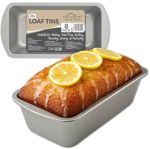 2lb Non-Stick Loaf Tins [8 Pack] – Heavy-Duty Carbon Steel Bread & Cake Baking Tins | BPA & PFOA-Free | Oven, Freezer & Dishwasher Safe | Durable Loaf Pans for Baking Bread, Cakes & Meatloaf