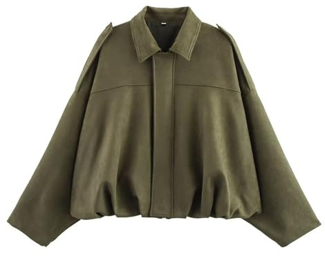 Veste bomber en daim pour femme - Décontractée - Courte - Veste en cuir élégante - Veste mi-saison pour l'automne - Streetwear - En daim synthétique avec doublure en polaire