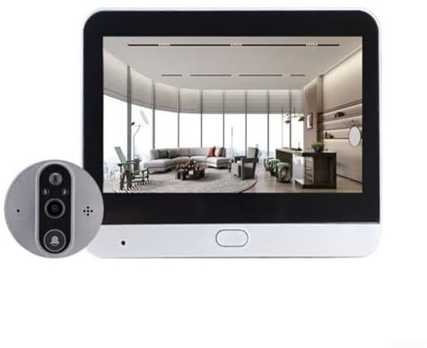 UrbanHui Cámara mirilla WiFi 1080P HD sensor de movimiento gran angular 4 3 pulgadas pantalla de audio bidireccional aplicación móvil para puerta del hogar, oficina, seguridad, fácil de instalar
