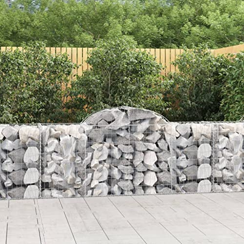HaoChrymec Gabbioni ad Arco, in Ferro Zincato, Design Strutturale Rinforzato, Gabbione Pietra Cestino, Recinzioni da Giardino, per Giardino e Cortile, Colore Argento, 200x50x80/100cm
