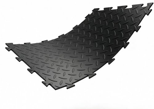 30x Gewerbeboden PVC Fliesen Raute 48x48cm - VDP I Garagenboden Fliesen I Garagenboden klickfliesen I Garagenfliesen I Industrieboden I Werkstattboden I rutschfest & wasserdicht schwarz