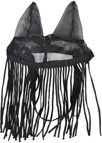 MUELODSIC Maschera Rete per Cavalli con Orecchie e Frange Materiale Poliestere Traspirante Protezione da Mosche e Zanzare Adattabile per Diverse Forme di Testa per Uso Esterno