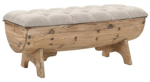 Refined Massivholz Truhenbank Stoff 103x51x44cm Sitzbank Sitztruhe Bank Truhe