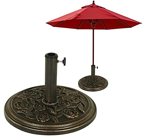 Outdoor Beach Patio Sun Umbrella Outdoor umbrella Round Cast Iron Umbrella Parasol Base Stand Patio Outdoor Garden Heavy Duty 8kg