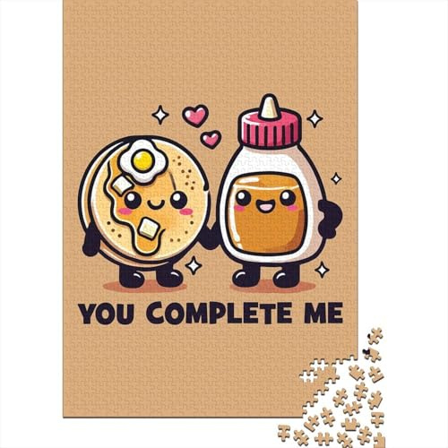 Funny Couple, You Complete Me – Cute Pancakes & Syrup Plaque Murale en Métal 70x50cm/1000pcs pour Le Pub Ou Le Café, pour Le Garage, L’Atelier Et La Salle De Jeux