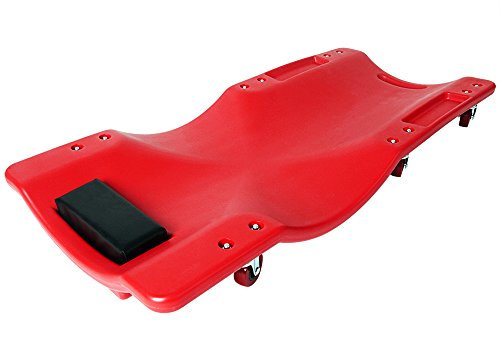 Deuba® Car Creeper | Heavy Duty Crawler Board with Side Storage | Mechanics Mat with Padded Head Support | 6 Rotatable Wheels | Home Workshop Garage | Max Load 110KG | Red