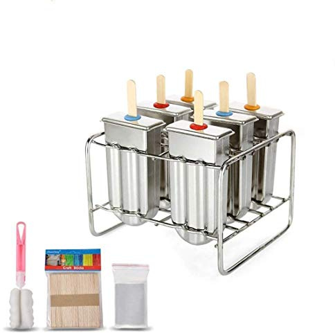 Form für Eis am Stiel, Eiscremeform, Stieleis-Form aus Edelstahl, für Gefrierschrank, 6 Stück im Set