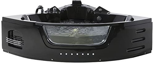 Vasca Idromassaggio Angolare Nera in Acrilico e Vetro 150 cm