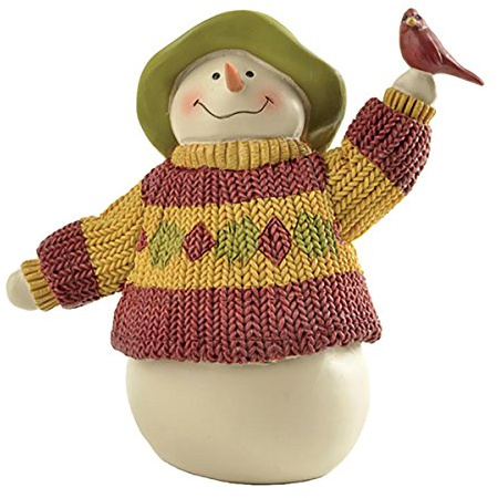 ENNAS 4.13 Tall Snowman with Cardinals Bird Figurines Collectibles Home Decor