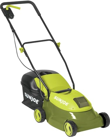 Sun Joe Cordless Electric Push Lawn Mower with 10.6-Gal Bag, 14-Inch Cutting Width, Green - Heavy-Duty Yard Trimmer Machine for Gardening Care and Maintenance, MJ401C-PRO