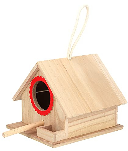 Jeffergarden Nistkästen Vogelhaus Nest Vogelfutterhaus-montiert Kiefer,7,2 * 6,2 * 5,9 Zoll Interessant Langlebig Robust Hängen Im Freien Holzhaus Vogelhäuschen Fütterungsbox