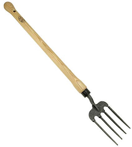 DeWit Blumengabel 'Welldone' 64 cm mit Knopfstiel I Profi Grabegabel aus Borstahl mit FSC®-zertifiziertem Handgriff aus Esche I Gartengabel I Grabeforke & Gartenforke I Garden Tools – Made in Holland