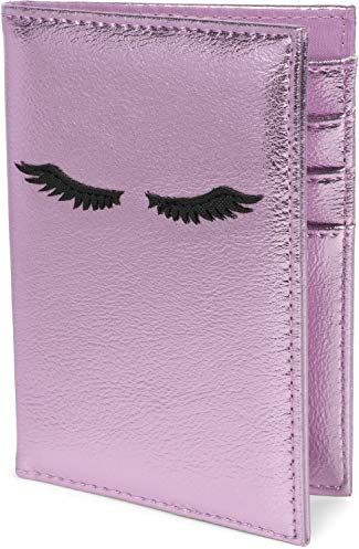 styleBREAKER Reisepasshülle mit metallic Glanz und Wimpern Motiv | Passetui mit Kartenfächern | Reiseaccessoire Damen, Farbe:Rosa