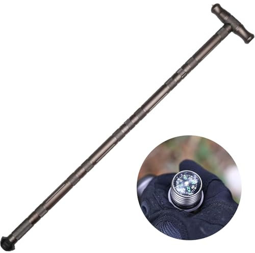 aiGear Premium Wanderstock (WS104X) CNC-gefräste Outdoor-Trekking-Stöcke mit soliden, langlebigen Werkzeugen, Pfeife und Kompass, Farbe: Gunmetal Grey