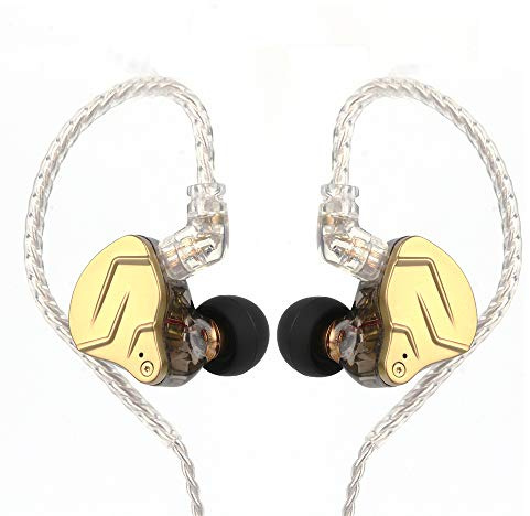 Linsoul KZ ZSN PRO X Dual Driver 1BA+1DD Hybrid metall hörlurar HiFi in-ear monitor med avtagbar 2-polig kabel (med mikrofon, guld)