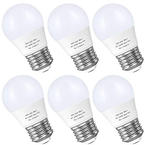 GOSCHE A15 Led Bulb, E26 Base Appliance Light Bulb, 6W(60 Watt Incandescent Equivalent), Ceiling Fan Light Bulbs, 550 LM, Small Lightbulbs, Non-Dimmable, 5000K Daylight, 6 Packs