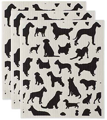 DII Schwedische Geschirrtücher für Küche & Reinigung Wiederverwendbar, maschinenwaschbar und spülmaschinenfest, biologisch abbaubar, Baumwolle, Hunde, 7.75 x 6.75, 3