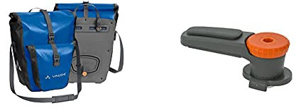 VAUDE Radtasche Aqua Back Plus, blue, One Size, 124123000 & 12503 Haifischzahn, QMR Rail Hook 2.0, QMR-Befestigungssystem 2.0, für VAUDE-Radtaschen, Gepäckträgerhalterung weiß Einheitsgröße