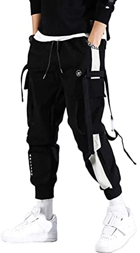 Onsoyours Pantalones Deportivos Hombre Cargo Baggy Pants Hip Hop Harem Streetwear Tactical Track Pantalones Trousers H Negro XL