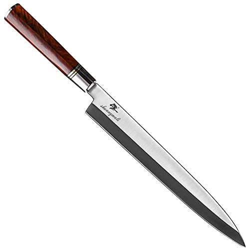 Profesional 11 pulgadas Sashimi Japonés Cuchillo Cocina Chef Sushi Cuchillos Alemania 1.4116 Salmón de acero Yanagiba Cuchillo de pesca Cuchillo de Chef