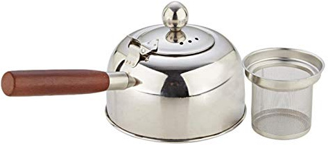 Keptfeet Bollitore per Piano Cottura - Teiera in Acciaio Inossidabile,Piani Cottura Teiera con Manico in Legno Fischio Forte per tè, caffè, Latte Applicabile Elettrico