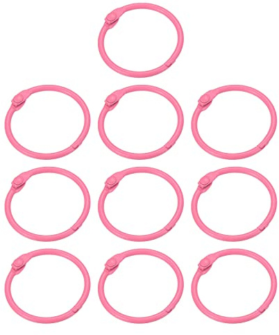 PATIKIL Loose Leaf Binder Rings 1 Inch, 10 Pack Metal Flash Card Book Binding Rings for Key Chain Index Card Scrapbooks, Pink