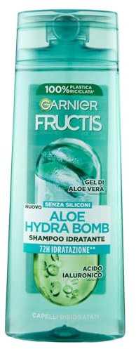 Garnier Fructis Shampoo Idratante, Per Capelli Disidratati, Con Aloe Vera, Per Capelli Sani e Districati, Aloe Hydra Bomb, 250 ml