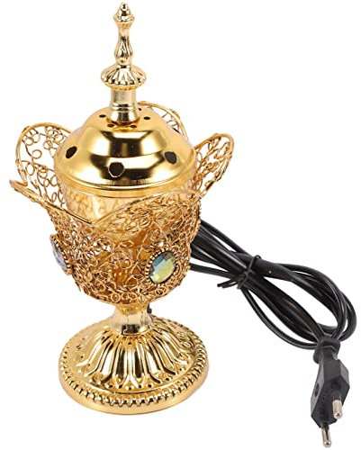 Cabilock Bakhoor Elektrischer Weihrauchbrenner Im Orientalischen Stil Tischplatte Elektrischer Weihrauch Räuchergefäß Metall Weihrauchbrenner Für Home Office Yoga Spa Aromatherapie
