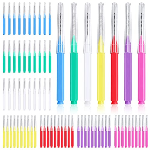 Lot de 70 brosses interdentaires, cure-dents, tête de fil dentaire, bâton de fil dentaire, brosse d'hygiène bucco-dentaire, mini nettoyeur de dents pour nettoyer les espaces entre les dents