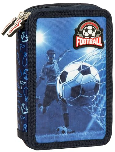 Derform Fussball doppelte 2-Fach Federmappe Federtasche mit 26 Teilen gefüllt