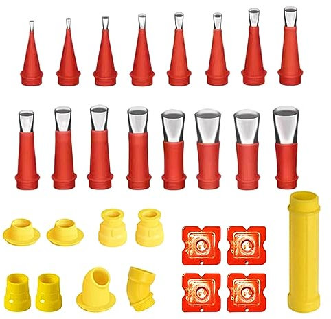 29Pcs Universal Integrated Rubber Nozzle Tool Kit,Reusable Caulking Caulk Nozzle Applicator Finisher,Easy Caulking Finisher Set with Base,for Kitchen Bathroom Brick Joint