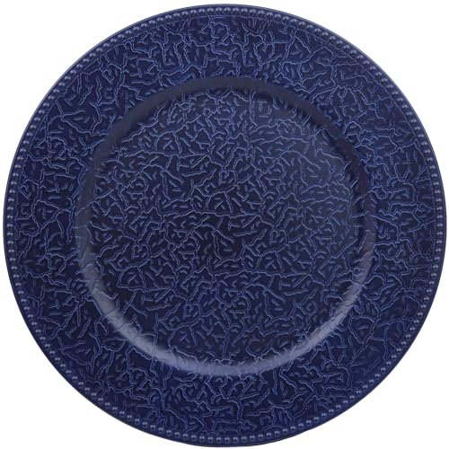 SforGUVA Blue Charger Plates with Beaded Rims, Set of 6 Plastic Wedding Bulk Plate Charges for Dinner Plates, Table Decoration, Holiday, Thanksgiving, Christmas.