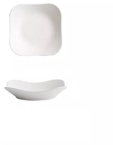 Plato de postre platear de sopa cuadrado, platear de cena, platear cuadrado blanco, platos domésticos, platear cuadrado profundizado atractivo, platear hondo comercial Postres Platos Platos(White)