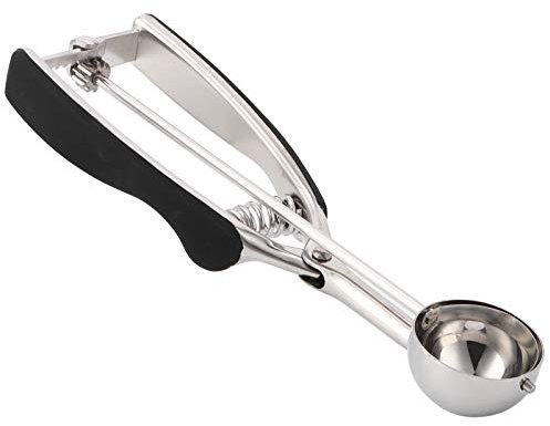 XHTLLO Paletta Per Gelato in Acciaio Inossidabile con Manico a Molla, Paletta Per Frutta Multiuso E Scavino Per Melone Per Cucina, Lucidata a Specchio, Impugnatura Antiscivolo(39mm)