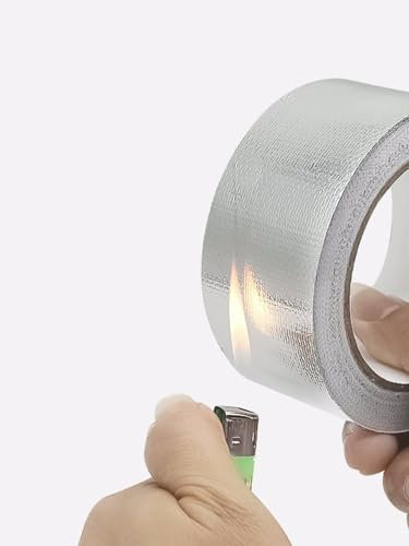 Hitzeschutzband,Auspuff Hitzeschutzband Glasfasertuch, Aluminiumfolienband, Wärmedämmung, Verdickung der Küchen-Dunstabzugshaube, flammhemmend, hochtemperaturbeständig(Size:0.15MM_30MM)