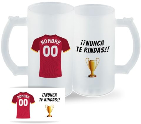 DEREGALOOS Jarra Personalizada con nombre de Fútbol Sevilla. Jarra de cerveza personalizada. Regalo Original para Aficionados del Futbol. Regalos Mundial Futbolistas. (Sevilla)