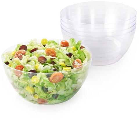 MATANA 10 große, transparente Servierschalen aus Hartplastik, XL, 3500 ml, wiederverwendbare Salatschüsseln für Snacks und Chips – Partys, Picknick, Geburtstage, Grillen und mehr